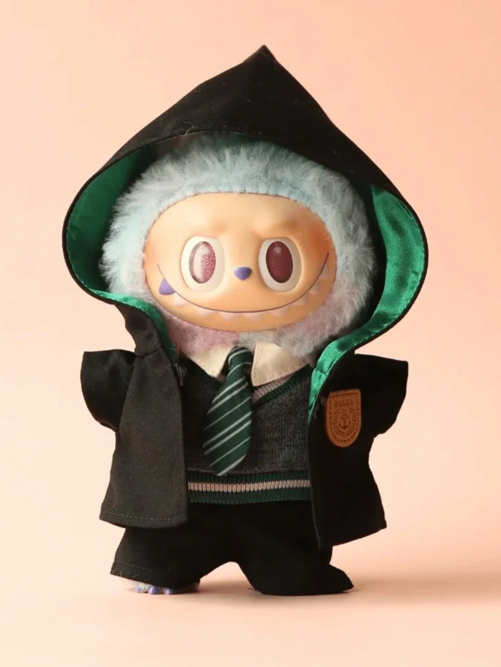 5pcs Removable Green Hoodie Labubu School Outfit, Harry Potter style